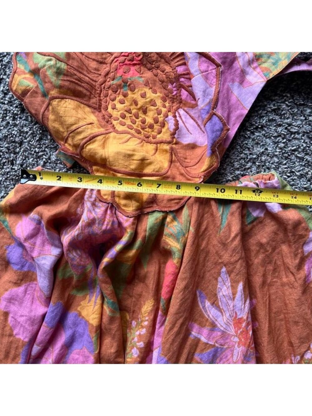NWT Farm Rio Orange Large Maxi Dress Flower Cutout Vacation Tropical Floral Vaca - Picture 7 of 8
